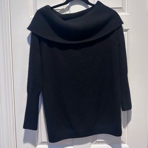 Black Cashmere Sweater with Large Collar